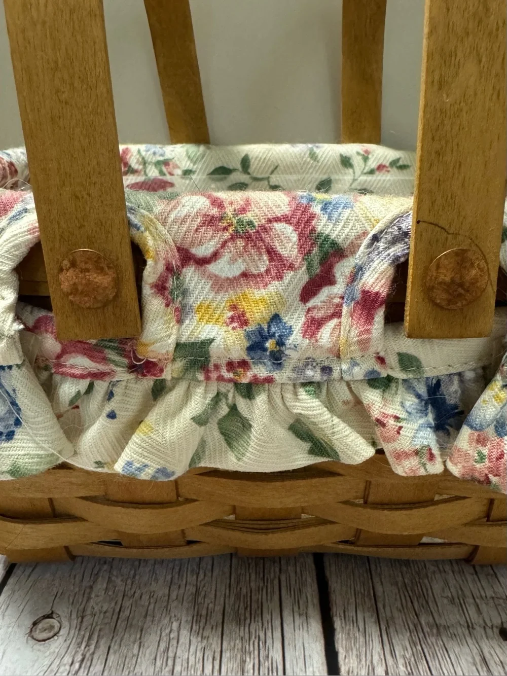 Longaberger Classic Little Market Basket  Spring Flower Liner 5”x8”